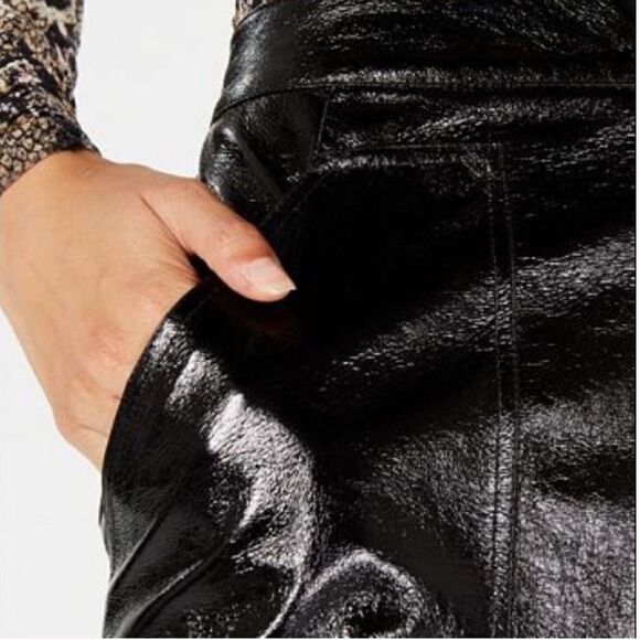 MinkPink Coyote Faux Leather Black Mini Skirt - Picture 3 of 11